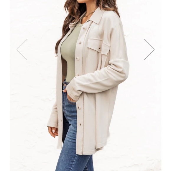 Pink Lily TREAT ME BETTER BEIGE SHACKET - Picture 4 of 12